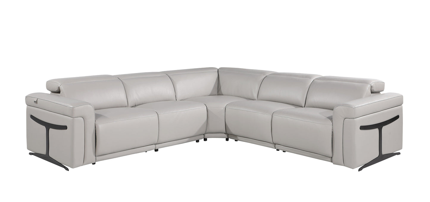 Global United Furniture Sofa 5PC Sectional | 3 Power Reclining / Light Gray Global United 1126 - Divanitalia 3-Power Reclining 5PC Sectional