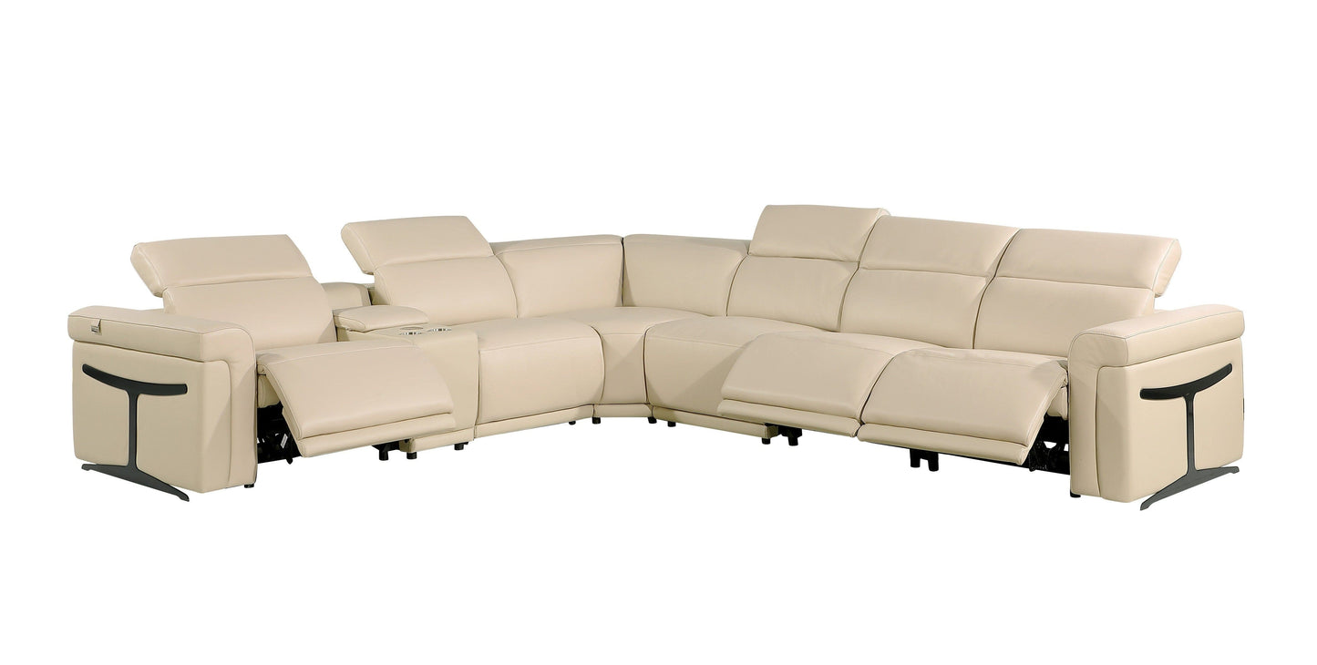 Global United Furniture Sofa 7PC Sectional | 3 Power Reclining / Beige Global United 1126 - Divanitalia Power Reclining 7PC Sectional