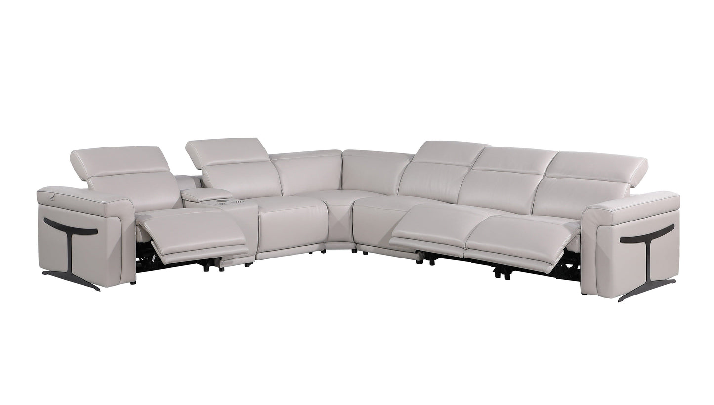 Global United Furniture Sofa 7PC Sectional | 3 Power Reclining / Light Gray Global United 1126 - Divanitalia Power Reclining 7PC Sectional