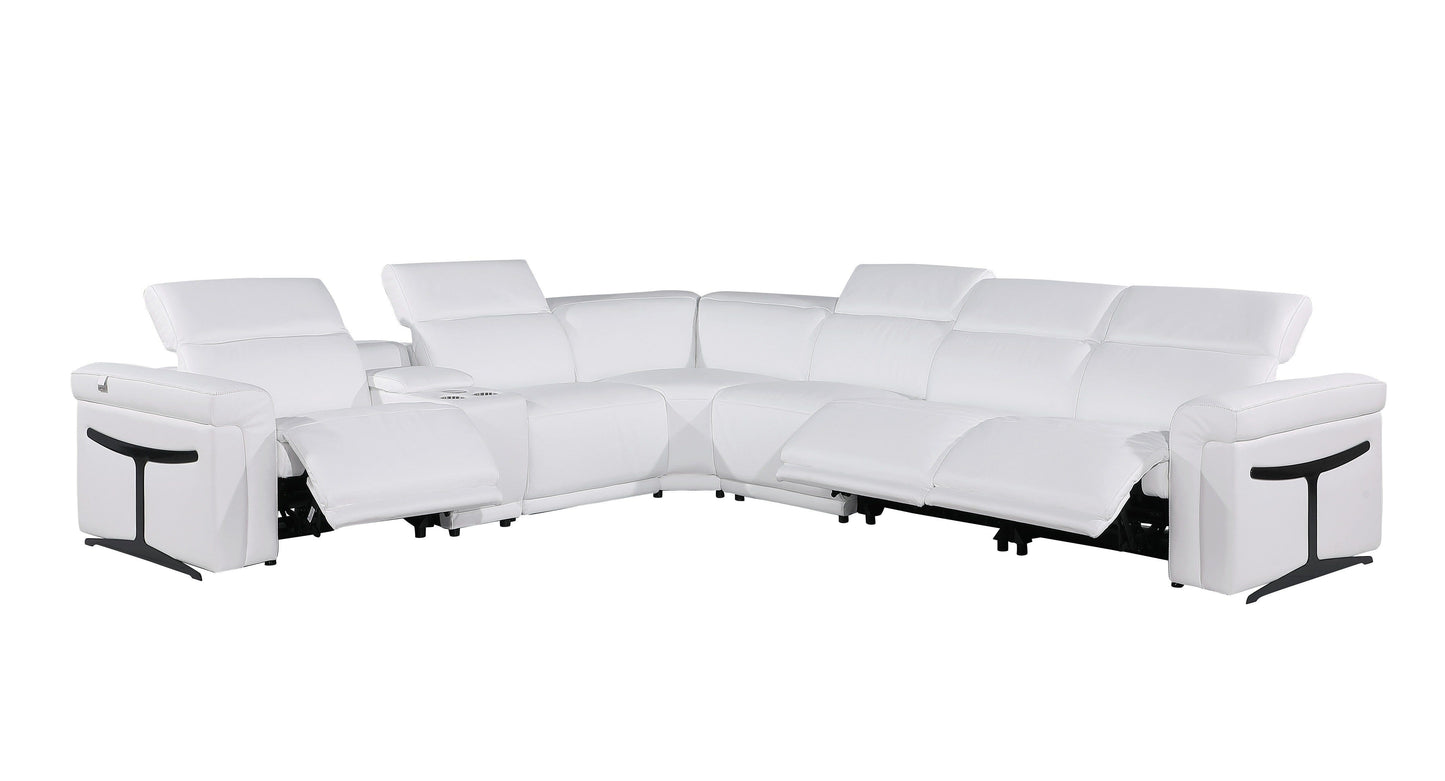 Global United Furniture Sofa 7PC Sectional | 3 Power Reclining / White Global United 1126 - Divanitalia Power Reclining 7PC Sectional