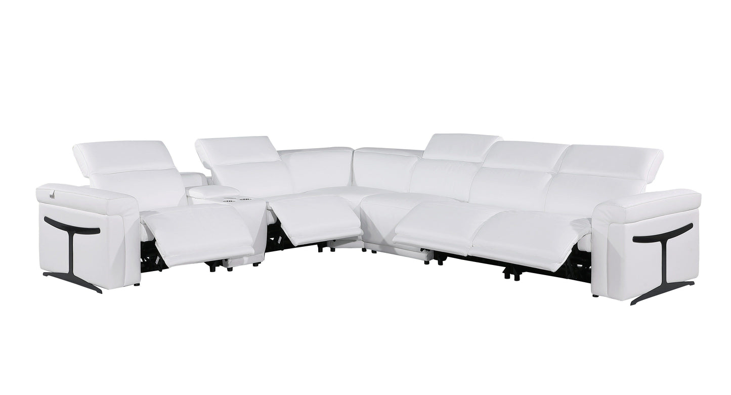 Global United Furniture Sofa 7PC Sectional | 4 Power Reclining / White Global United 1126 - Divanitalia Power Reclining 7PC Sectional