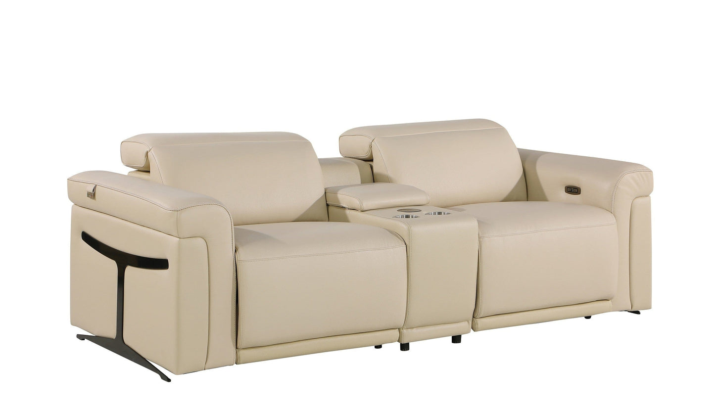Global United Furniture Sofa Loveseat | Row of 2 / Beige Global United 1126 - Divanitalia 3PC Power Reclining Loveseat With Power Headrest