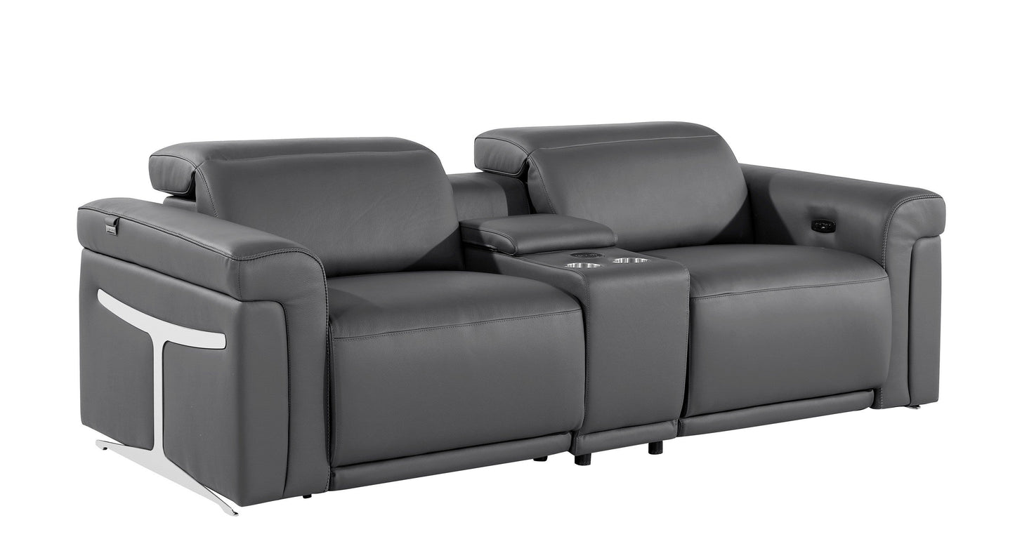 Global United Furniture Sofa Loveseat | Row of 2 / Dark Gray Global United 1126 - Divanitalia 3PC Power Reclining Loveseat With Power Headrest