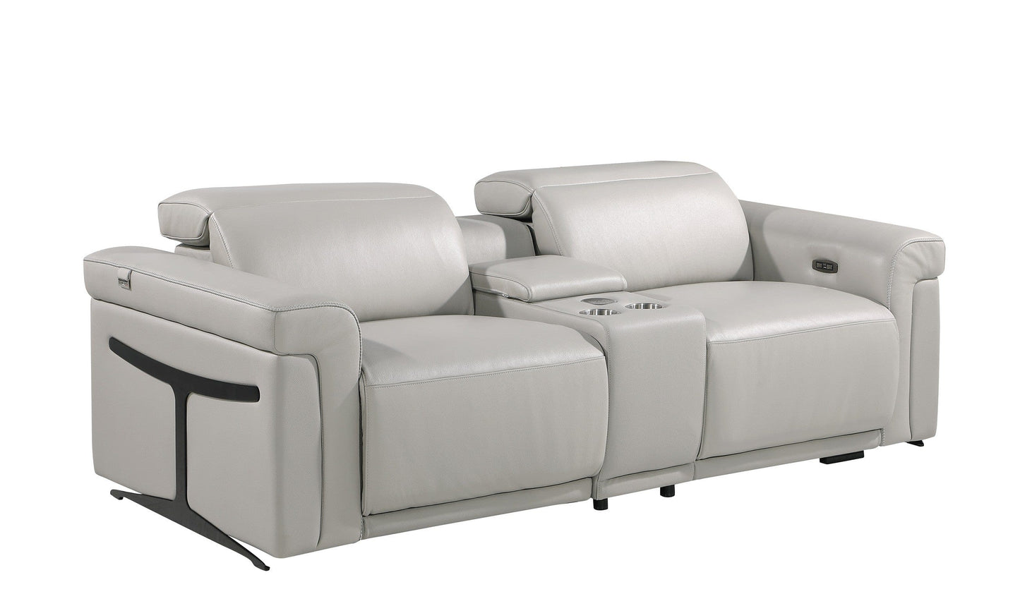 Global United Furniture Sofa Loveseat | Row of 2 / Light Gray Global United 1126 - Divanitalia 3PC Power Reclining Loveseat With Power Headrest