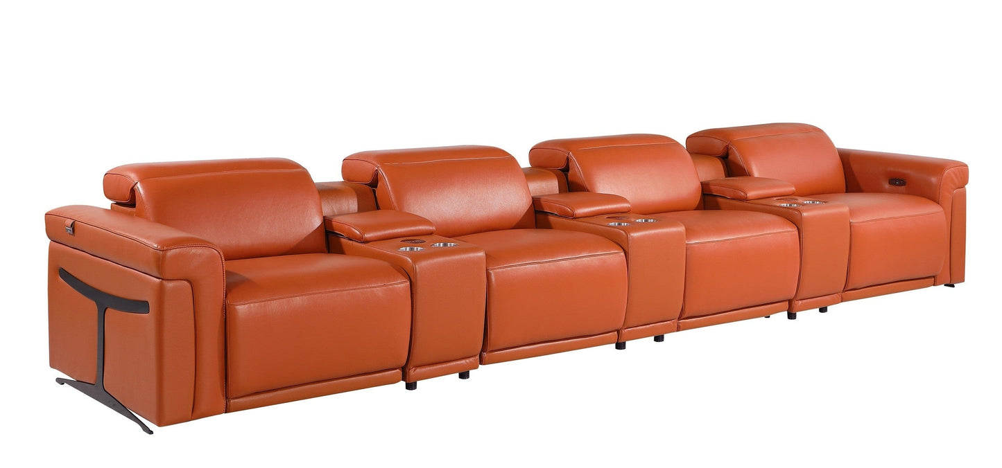 Global United Furniture Sofa Sofa | Row of 4 / Camel Global United 1126 - Divanitalia 7PC Power Reclining Sofa