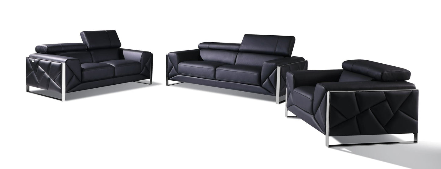 by Global United Sofa 3PC Set - Sofa | Loveseat | Armchair / Black Global United 903 - Divanitalia 3PC Sofa Set