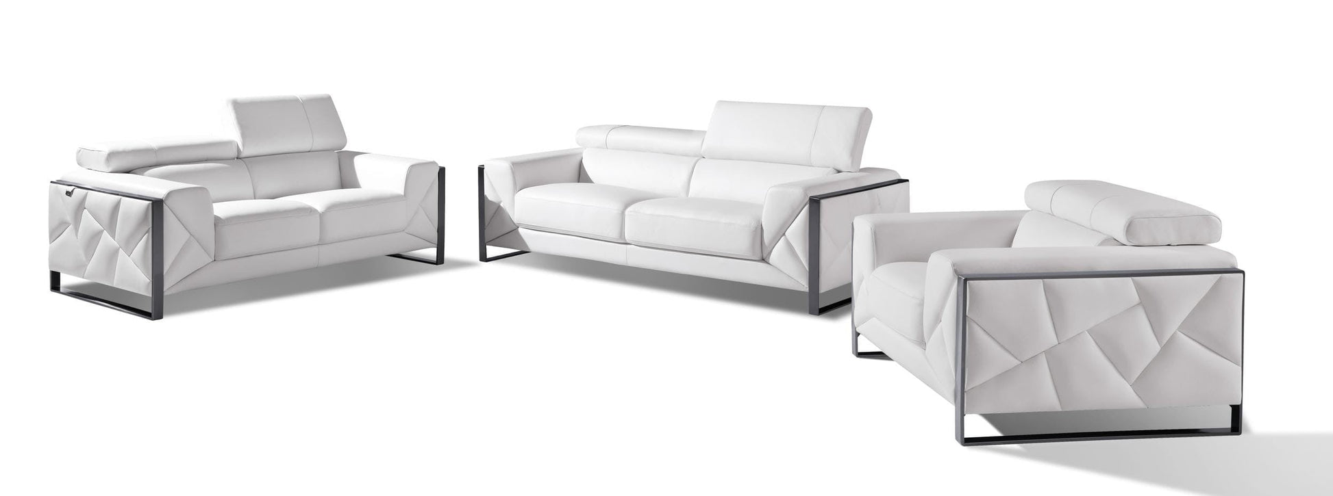 by Global United Sofa 3PC Set - Sofa | Loveseat | Armchair / White Global United 903 - Divanitalia 3PC Sofa Set