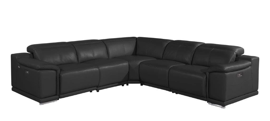 by Global United Sofa 5PC Sectional | 3 Power Reclining / Black Global United 9762 - Divanitalia 3-Power Reclining 5PC Sectional