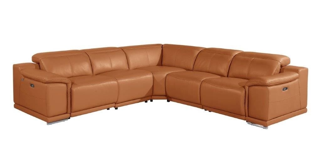 by Global United Sofa 5PC Sectional | 3 Power Reclining / Camel Global United 9762 - Divanitalia 3-Power Reclining 5PC Sectional