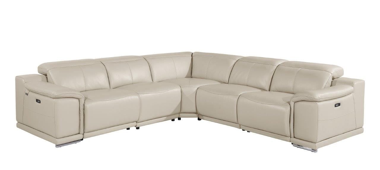 by Global United Sofa 5PC Sectional | 3 Power Reclining / Cream Global United 9762 - Divanitalia 3-Power Reclining 5PC Sectional