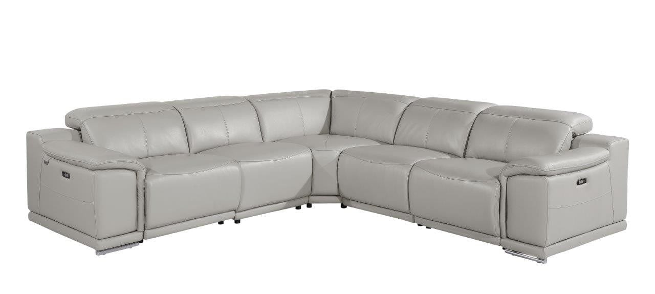 by Global United Sofa 5PC Sectional | 3 Power Reclining / Light Gray Global United 9762 - Divanitalia 3-Power Reclining 5PC Sectional