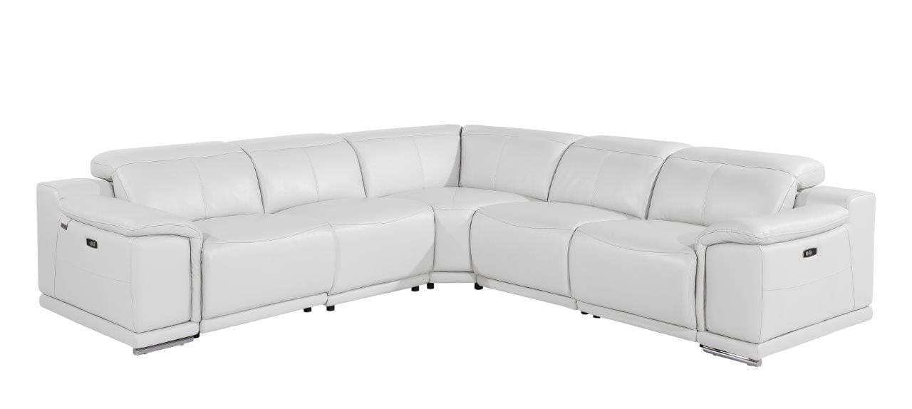 by Global United Sofa 5PC Sectional | 3 Power Reclining / White Global United 9762 - Divanitalia 3-Power Reclining 5PC Sectional