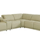by Global United Sofa 6PC Sectional | 3 Power Reclining / Beige Global United 9762 - Divanitalia 3-Power Reclining 6PC Sectional w/ 1-Console