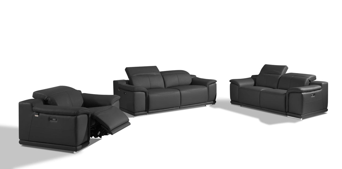 by Valencia Seating 3PC Set - Sofa | Loveseat | Armchair / Dark Grey Global United 9762 - Divanitalia Power Reclining 3PC Sofa Set