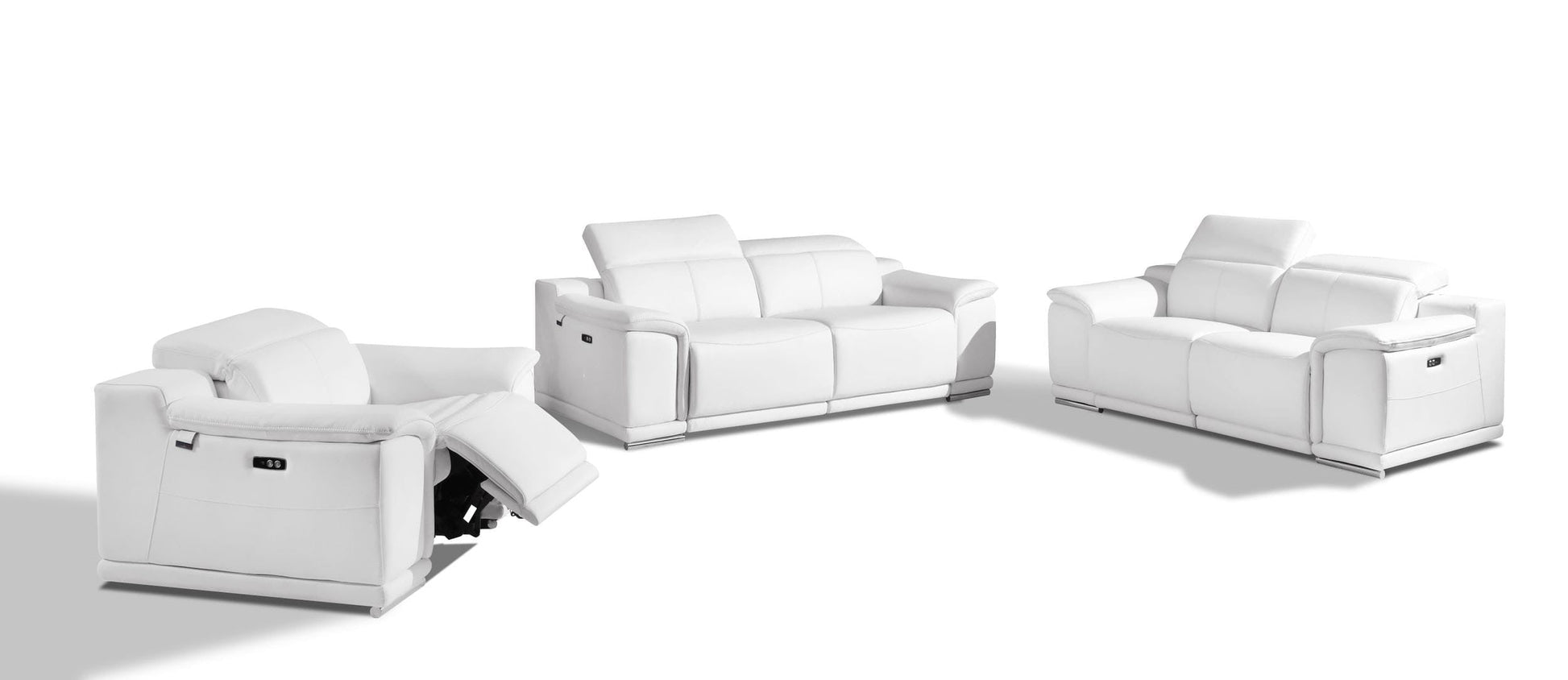 by Valencia Seating 3PC Set - Sofa | Loveseat | Armchair / White Global United 9762 - Divanitalia Power Reclining 3PC Sofa Set