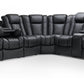 by Valencia Seating Sofa Drop-Down Center Left with Console-Right / Black Tuscany Multimedia Sectional