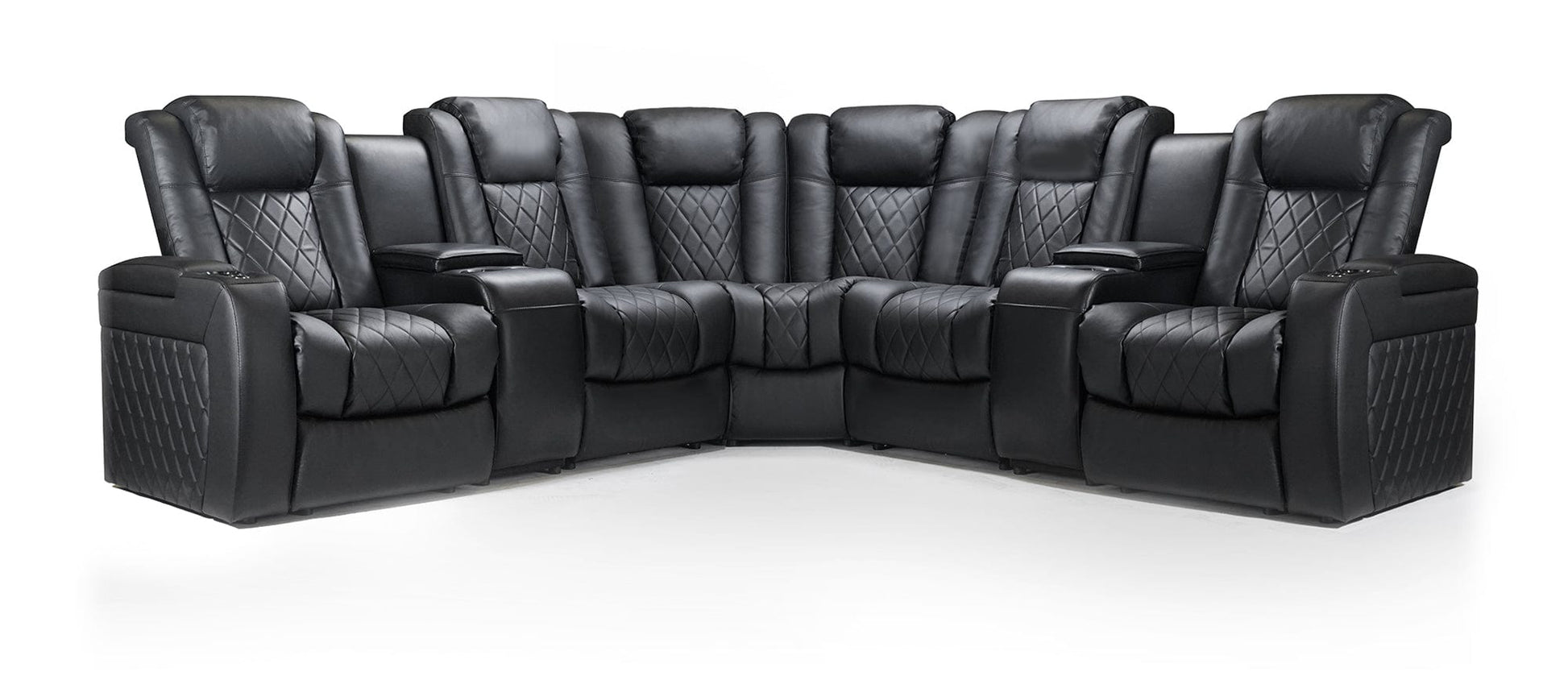 by Valencia Seating Sofa Dual Console / Black Tuscany Multimedia Sectional