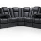 by Valencia Seating Sofa Dual Drop-Down Center / Black Tuscany Multimedia Sectional