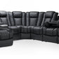 by Valencia Seating Sofa Powered Chaise Left with Drop-Down Center Right / Black Tuscany Multimedia Sectional