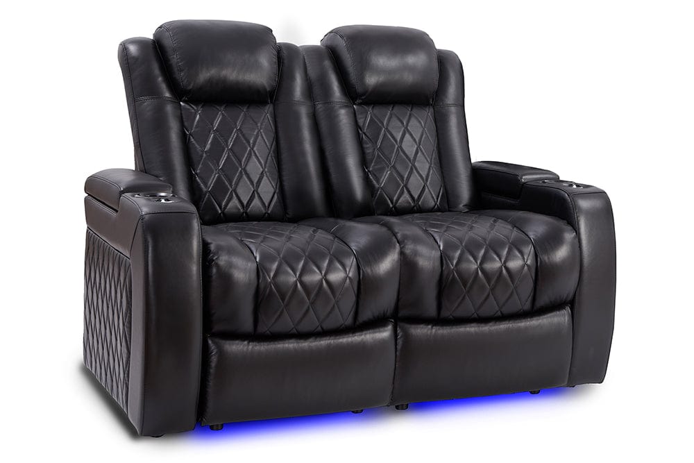 by Valencia Seating Sofa Row of 2 Loveseat | Width: 56" Height: 43.5" Depth: 39.25" / Midnight Black Valencia Tuscany Slim Home Theater Seating