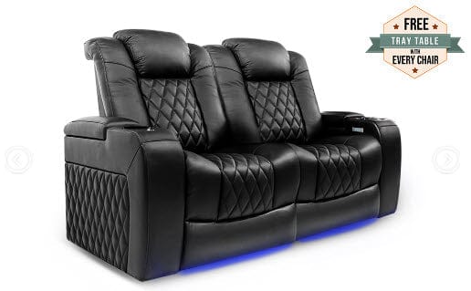 by Valencia Seating Sofa Row of 2 Loveseat | Width: 61.5" Height: 43.5" Depth: 39.25" / Midnight Black Valencia Tuscany Home Theater Seating