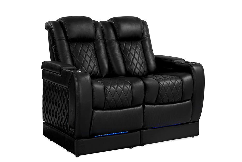 by Valencia Seating Sofa Row of 2 Loveseat | Width: 62.25” Height: 50.5” Depth: 39.75” / Midnight Black Valencia Tuscany Theater Seating With Risers