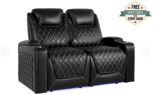by Valencia Seating Sofa Row of 2 - Loveseat | Width: 62" Height: 42.75" Depth: 38" / Midnight Black Valencia Oslo Home Theater Seating