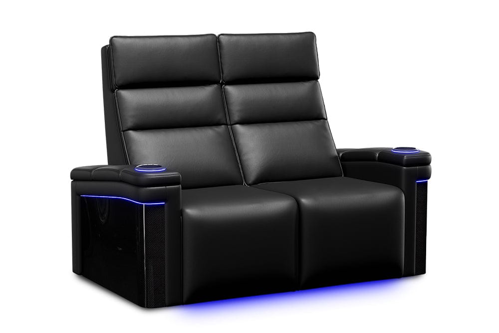 by Valencia Seating Sofa Row of 2 Loveseat | Width: 63" Height: 47" Depth: 34" / Carbon Black Valencia Monza Carbon Fiber Home Theater Seating