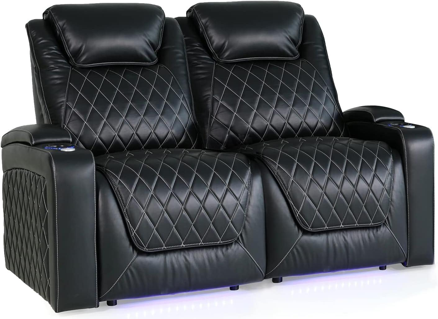 by Valencia Seating Sofa Row of 2 - Loveseat | Width: 65" Height: 45" Depth: 38" / MIdnight Black / Regular Spec (300 LBs Sitting Weight Limit) Valencia Oslo XL Home Theater Seating