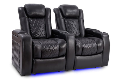 by Valencia Seating Sofa Row of 2 | Width: 62" Height: 43.5" Depth: 39.25" / Midnight Black Valencia Tuscany Slim Home Theater Seating