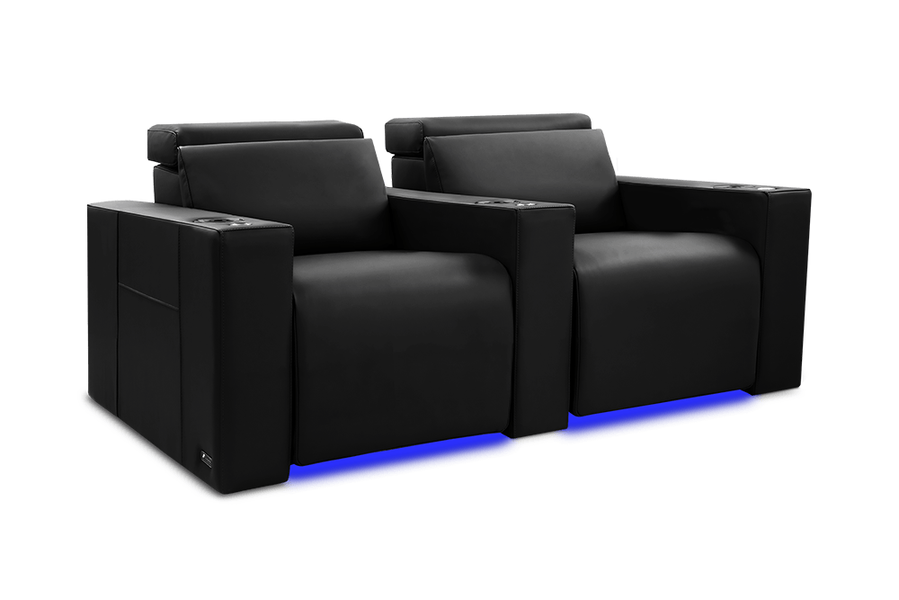 by Valencia Seating Sofa Row of 2 | Width: 64" Height: 35.5" Depth: 41.5" / Black Valencia Barcelona Home Theater Seating