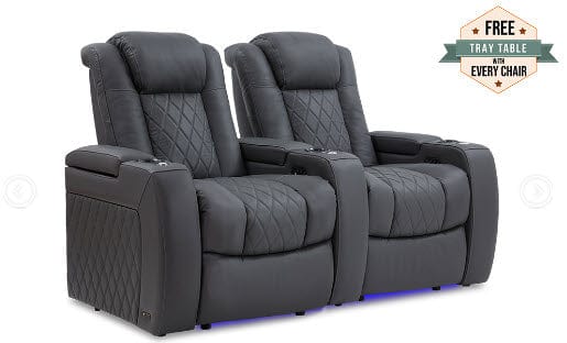 by Valencia Seating Sofa Row of 2 | Width: 68.5" Height: 43.5" Depth: 39.25" / Charcoal Grey Valencia Tuscany Home Theater Seating