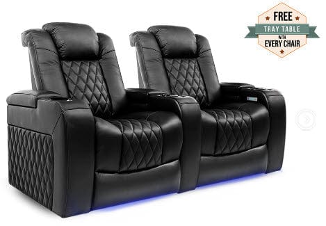 by Valencia Seating Sofa Row of 2 | Width: 68.5" Height: 43.5" Depth: 39.25" / Midnight Black Valencia Tuscany Home Theater Seating