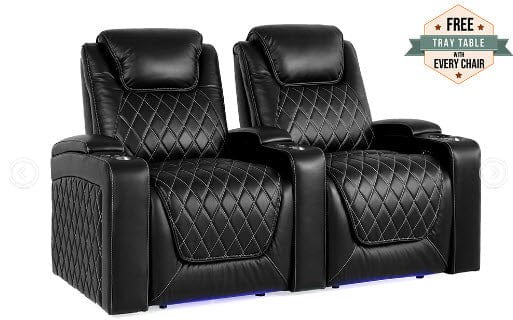 by Valencia Seating Sofa Row of 2 | Width: 68.75" Height: 42.75" Depth: 38" / Midnight Black Valencia Oslo Home Theater Seating