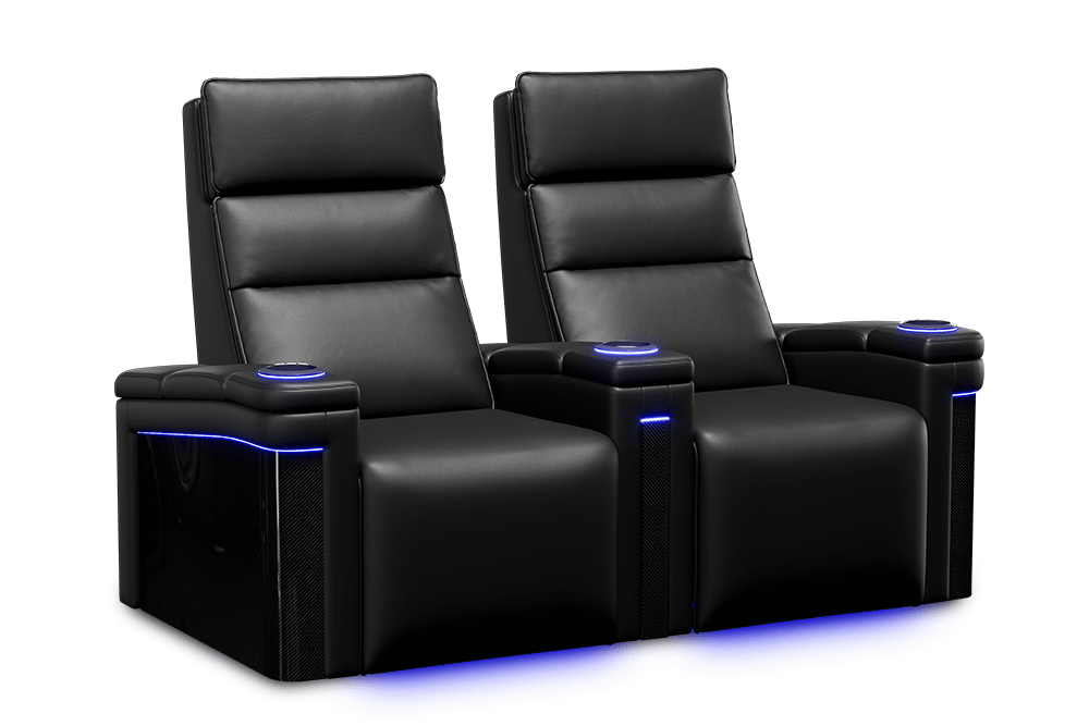 by Valencia Seating Sofa Row of 2 | Width: 71.25" Height: 47" Depth: 34" / Carbon Black Valencia Monza Carbon Fiber Home Theater Seating