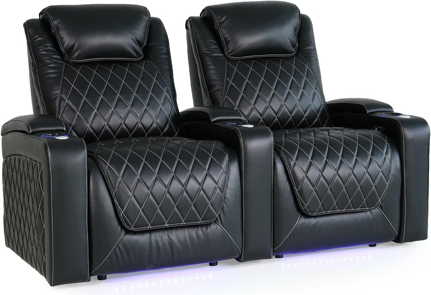 by Valencia Seating Sofa Row of 2 | Width: 71.5" Height: 45" Depth: 38" / MIdnight Black / Regular Spec (300 LBs Sitting Weight Limit) Valencia Oslo XL Home Theater Seating