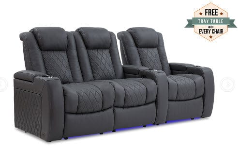 by Valencia Seating Sofa Row of 3 - Loveseat Left | Width: 92.25" Height: 43.5" Depth: 39.25" / Charcoal Grey Valencia Tuscany Home Theater Seating