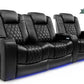by Valencia Seating Sofa Row of 3 - Loveseat Left | Width: 92.25" Height: 43.5" Depth: 39.25" / Midnight Black Valencia Tuscany Home Theater Seating