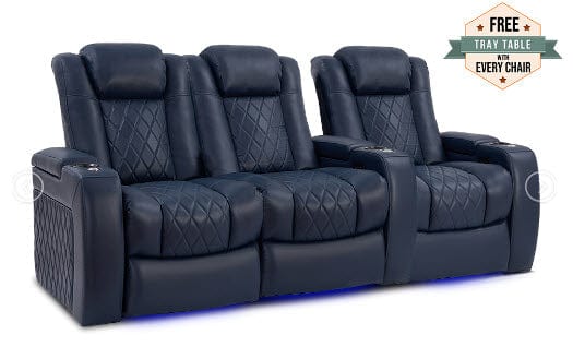 by Valencia Seating Sofa Row of 3 - Loveseat Left | Width: 92.25" Height: 43.5" Depth: 39.25" / Navy Blue Valencia Tuscany Home Theater Seating
