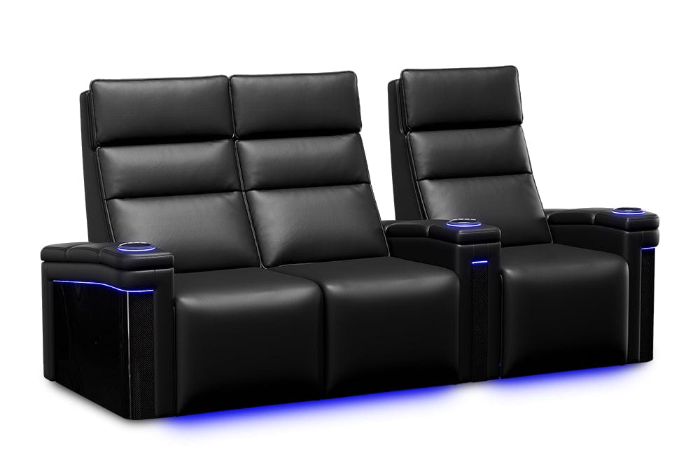 by Valencia Seating Sofa Row of 3 - Loveseat Left | Width: 94.5" Height: 47" Depth: 34" / Carbon Black Valencia Monza Carbon Fiber Home Theater Seating