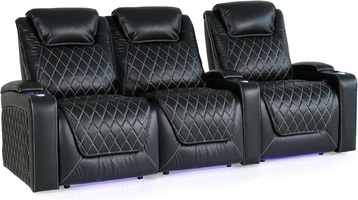 by Valencia Seating Sofa Row of 3 - Loveseat Left | Width: 97.5" Height: 45" Depth: 38" / MIdnight Black / Regular Spec (300 LBs Sitting Weight Limit) Valencia Oslo XL Home Theater Seating