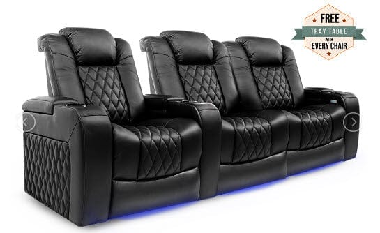 by Valencia Seating Sofa Row of 3 - Loveseat Right | Width: 92.25" Height: 43.5" Depth: 39.25" / Midnight Black Valencia Tuscany Home Theater Seating