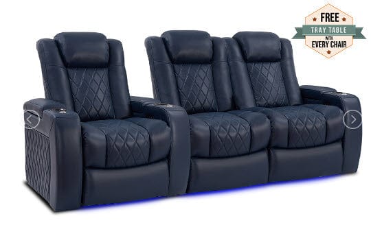 by Valencia Seating Sofa Row of 3 - Loveseat Right | Width: 92.25" Height: 43.5" Depth: 39.25" / Navy Blue Valencia Tuscany Home Theater Seating