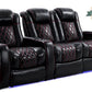 by Valencia Seating Sofa Row of 3 - Loveseat Right | Width: 92.25" Height: 43.5" Depth: 39.25" / Sports Edition - Black with Red Stitching Valencia Tuscany Home Theater Seating