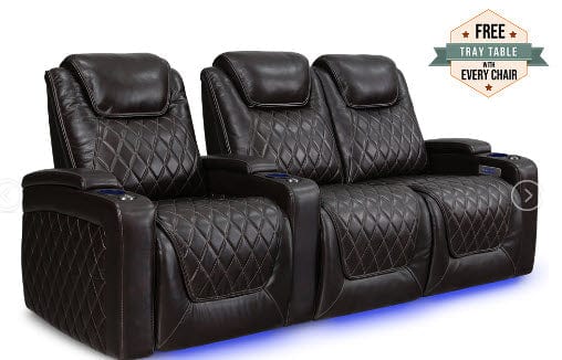 by Valencia Seating Sofa Row of 3 - Loveseat Right | Width: 93" Height: 42.75" Depth: 38" / Dark Chocolate Valencia Oslo Home Theater Seating