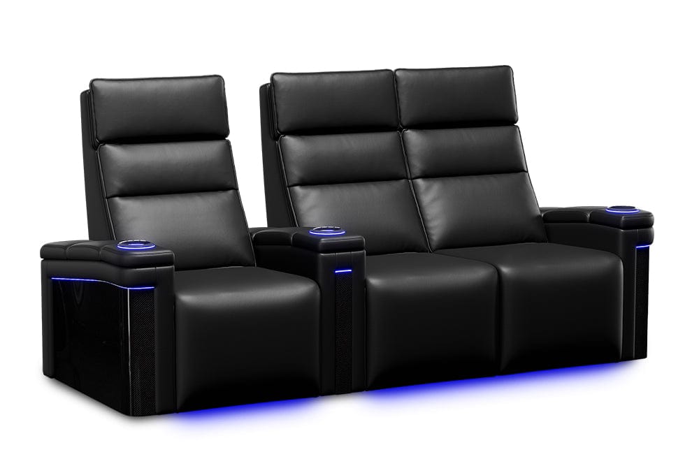 by Valencia Seating Sofa Row of 3 - Loveseat Right | Width: 94.5" Height: 47" Depth: 34" / Carbon Black Valencia Monza Carbon Fiber Home Theater Seating