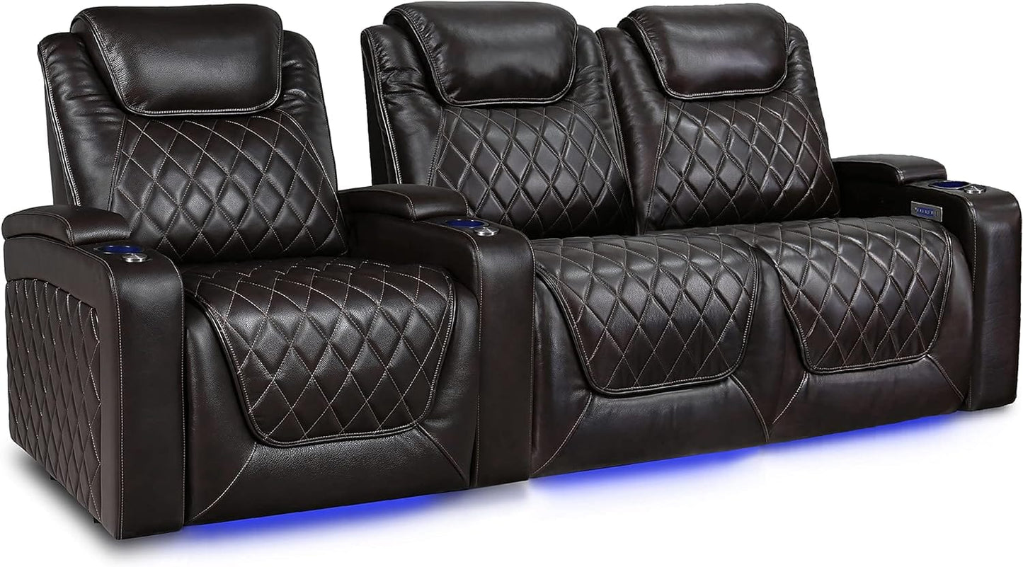 by Valencia Seating Sofa Row of 3 - Loveseat Right | Width: 97.5" Height: 45" Depth: 38" / Dark Chocolate / Regular Spec (300 LBs Sitting Weight Limit) Valencia Oslo XL Home Theater Seating