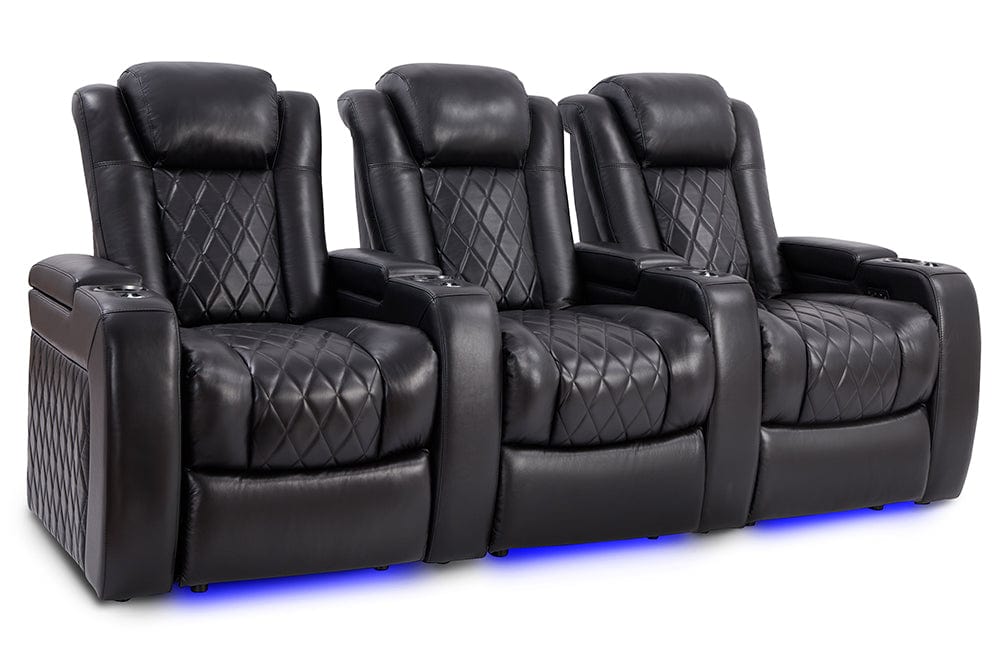 by Valencia Seating Sofa Row of 3 | Width: 90" Height: 43.5" Depth: 39.25" / Midnight Black Valencia Tuscany Slim Home Theater Seating
