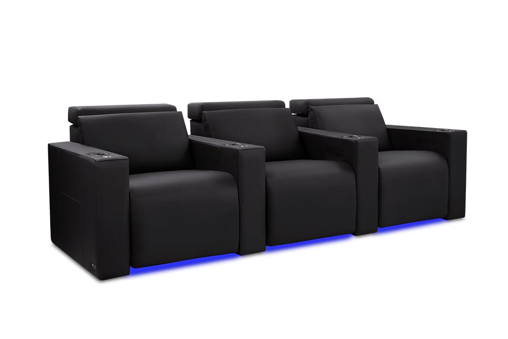by Valencia Seating Sofa Row of 3 | Width: 93" Height: 35.5" Depth: 41.5" / Black Valencia Barcelona Home Theater Seating