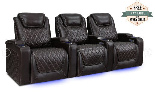 by Valencia Seating Sofa Row of 3 | Width: 99.75" Height: 42.75" Depth: 38" / Dark Chocolate Valencia Oslo Home Theater Seating